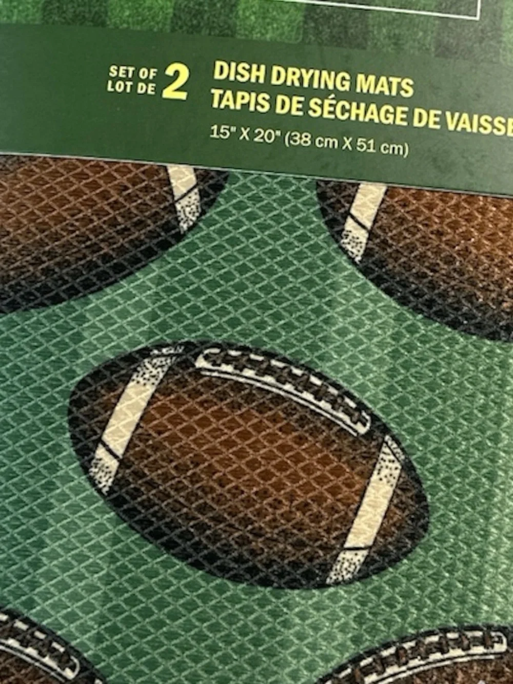 NEW VHTF Game Day, Game On FOOTBALL Dish Drying Mats Set/2